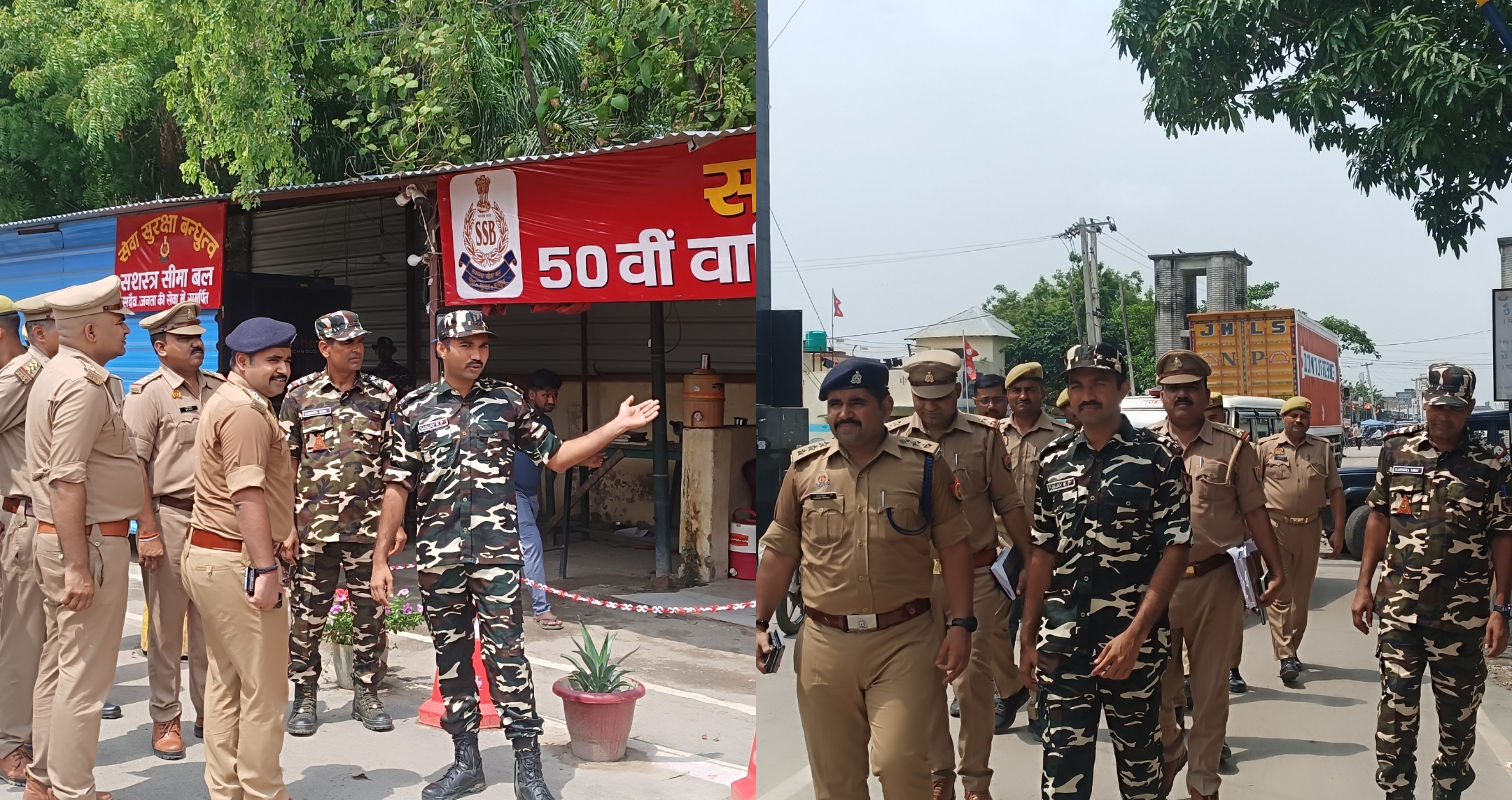 बढ़नी बॉर्डर पर सुरक्षा सख्त, सीओ मयंक द्विवेदी की अगुवाई में पुलिस और एसएसबी ने किया फ्लैग मार्च