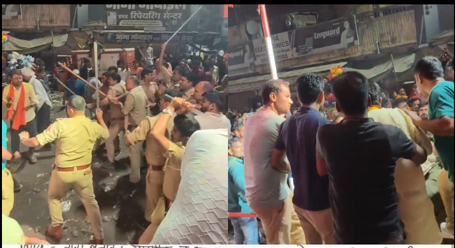 बढ़नी में मूर्ति विसर्जन के दौरान दो पक्षों में भिड़ंत: पुलिस ने लाठियां फटकार संभाले हालात, सख्त पहरे के बीच देर रात हुआ विसर्जन